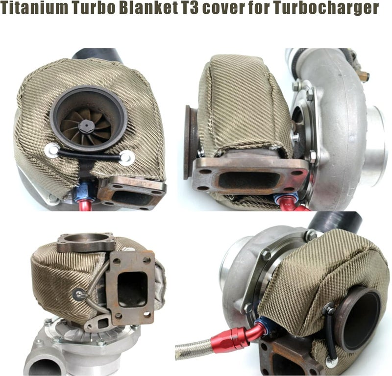 Ummickl Titanium Turbo Blanket FireShield T6 Titanium Turbo Blanket T6 Cover Turbocharger Heat Shield Cover for T6 GT55 GT40 HX52 HT60 T88 with Locking Springs - Image 3